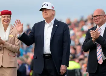 Irish golf fans chant ‘USA’ after Trump announces end of tariffs on Irish whiskey